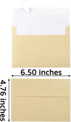 50 Pieces Metallic Color Self Seal Envelopes for Greeting Cards, Invitations, Postcards (Cream Color, 4x6)