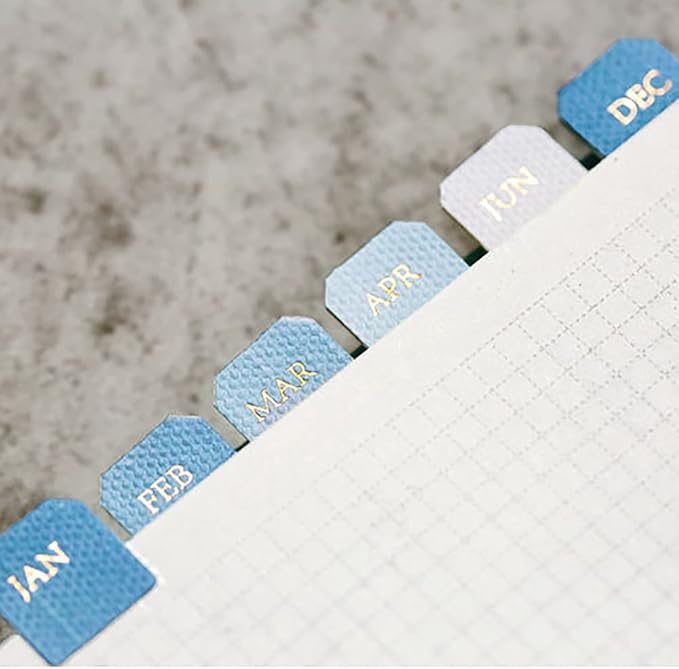 10 Sheets Monthly Adhesive Index Tabs Colorful Monthly Separator Tabs for Office Study Planners Organizations (Elegant)