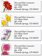 Colorful Images Floral Whispers Return Address Mailing Labels, Personalize with Name & Address, Set of 240 Self Adhesive, Easy Peel Flat Label Sheets, Small, 4 Designs