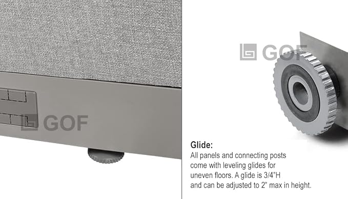 GOF Freestanding Office Partition, Large Fabric Room Divider Panel, 72" W x 60" H