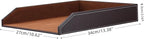 KINGFOM Letter Tray, PU Leather Paper Organizer Tray for Desk, Paper Organizer Storage Holder for Office Home or School A4 Size Brown