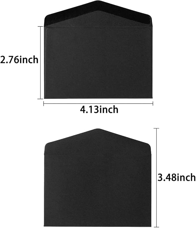 120 Pack Mini Envelopes Small Envelopes Self-Adhesive Kraft Paper Tiny Pockets for Business Cards Christmas Holiday Small Gift Cards Invitations Cards(4.13"×2.76") (Black)