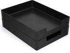 Letter-Size Tray, 2PCS Plastic Stackable A4 Paper Tray, Desk Drawer Organizer, Multi-use Large Storage Basket for Office Home Supplies,13 x 9.6 inch