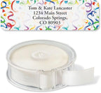 Colorful Images Birthday Surprise Rolled Personalized Return Address Mailing Labels with Dispenser, Customize with Name & Shipping Address, 125 ¾” x 2½” Self Adhesive, Easy Peel Label Roll