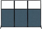 Versare Workstation Partition | Portable Wall Divider | Modern Office Cubicle | Free Standing Privacy Screen | Flexible Work Space | 99" x 70" W/Window, Caribbean Fabric Panels