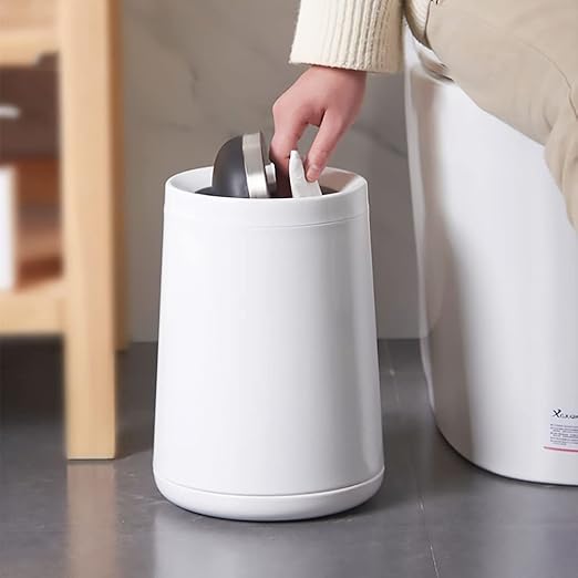 10 L/2.6Gallen,Swing Lid Trash Can,Metal Garbage Can with Flipping Lid,for Bathroom,Living Room,Bedroom,Hotel,Office, Laundry Room(White)