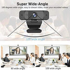 1080P Webcam with Microphone for PC Streaming, Web Camera for Desktop with Privacy Cover, 100° Wide Angle, Auto Light Correction, USB Plug&Play Web Cam for OBS/Gaming/Zoom/Skype/FaceTime/Teams/Twitch
