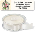 Birdcages Rolled Personalized Return Address Mailing Labels with Dispense, Set of 250, 5 Designs, Small ¾ x 2½ Inch Size, Custom Self-Adhesive Sticker Roll, by Colorful Images