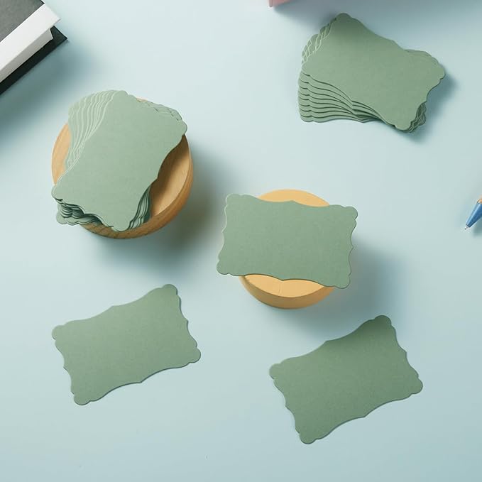 120 Pieces Small Mini Business Cards Vintage Assorted Colors Blank Note Cards Gift Word Card for Business Cards, Gift Cards (Sage-Green, 3.66x 2.36 inches)