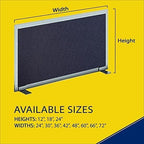 OBEX Acoustical Free Standing Privacy Screen, Cubicle Accessories Desk Privacy Panel, Desk Dividers for Office, Office Furniture Partitions Portable Sound Proof Dividers, 12" x 60", Slate
