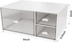 Desk Organizer Stackable Storage Drawers with 3 Compartments Stackable Drawers Great for Desk Storage, Makeup Storage Bathroom Organization Accessories Etc (White)
