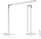 White LED Desk Lamp - Foldable Industrial Desk Light for Home Office, 15W Dimmable Table Lamp for Reading with Base, 4 Color Temps, 16" Eye Caring Metal Desktop Task Lamp for College Dorm Study
