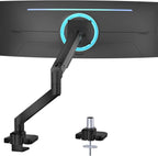 WALI Ultrawide Monitor Arm for 17 to 49 Inch Heavy Duty Curved Screens, Holds 44 Lbs, Adjustable Gas Spring Single Monitor Desk Mount for Samsung Odyssey G9, 75x75/100x100 VESA (GSM001XL-P), Black