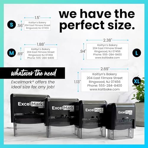 ExcelMark Custom Rubber Stamp – Clean & Easy Stamping – Personalized Self-Inking Stamp (Small)