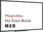 XBoard Magnetic Whiteboard 48 x 31 inch - Dry Erase Board with Black Aluminum Frame, White Board with Detachable Marker Tray
