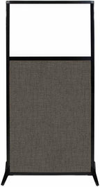 Versare Workstation Partition | Portable Wall Divider | Modern Office Cubicle | Free Standing Privacy Screen | Flexible Work Space | 33" x 70" W/Window, Mocha Fabric Panels