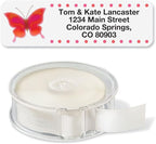 Watercolor Butterflies Rolled Personalized Return Address Mailing Labels with Dispenser, Set of 500, 5 Designs, Small ¾ x 2½ Inch Size, Custom Self-Adhesive Sticker Roll, by Colorful Images