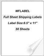 MFLABEL Full Sheet Sticker Labels, Address Labels, White Matte Label Paper, 8-1/2" x 11" Shipping Labels for Laser & Inkjet Printer (50 Labels, 50 Sheets)