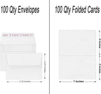 Blank White Cards,100 Qty 5.25 x 7.25 inches Printable A7 Envelopes & 100 Qty Folded Cards, DIY Greeting Cards for Invitations, Birthday, Photos, Documents, Wedding