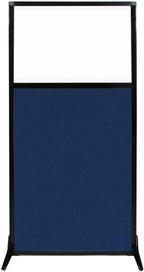 Versare Workstation Partition | Portable Wall Divider | Modern Office Cubicle | Free Standing Privacy Screen | Flexible Work Space | 33" x 70" W/Window, Navy Blue Fabric Panels