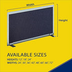 OBEX Acoustical Free Standing Privacy Screen, Cubicle Accessories Desk Privacy Panel, Desk Dividers for Office, Office Furniture Partitions Portable Sound Proof Dividers, 12" x 24", Slate