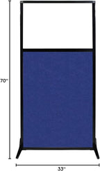 Versare Office Workstation Screen | Portable Wall Divider | Modern Cubicle | Freestanding Privacy Screen | Flexible Work Space | 1 Panel | 33" Wide x 70" Tall Blue SoundSorb Panels with Window
