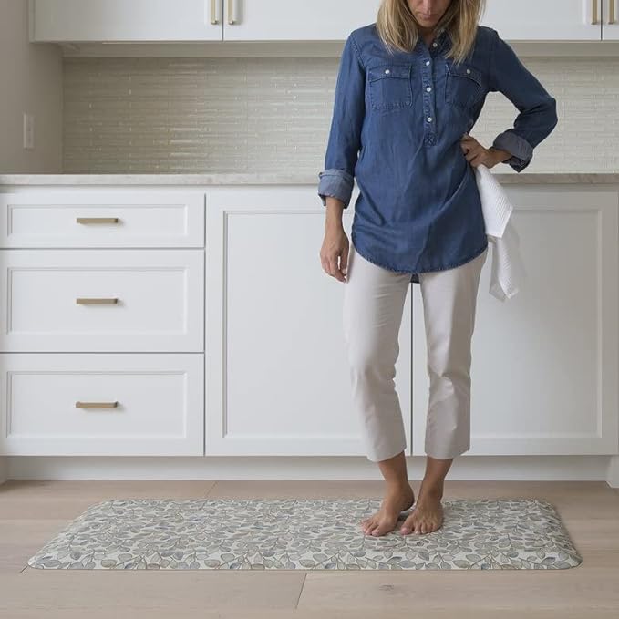 GelPro Designer Comfort Cushioned Anti-Fatigue Standing Kitchen Floor Mat, Padded Stain-Resistant, Waterproof, Non-Slip Comfort Padded Desk/Office Mat, Orchard Almond Kitchen Mat 20x72