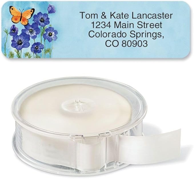 Colorful Images Floral Wings Rolled Personalized Return Address Mailing Labels with Dispenser, 5 Designs, Set of 500, Small ¾ x 2½ Inch Size, Custom Self-Adhesive Sticker Roll