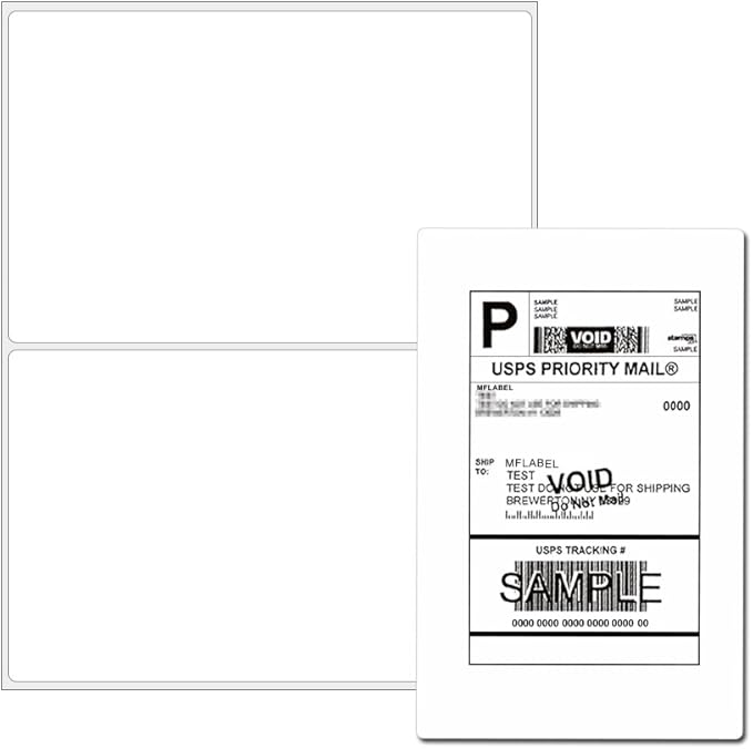 MFLABEL ®Round Conrner Half Sheet Shipping Labels 2-UP Click-n-Ship Mailing Postage Labels(500Labels)