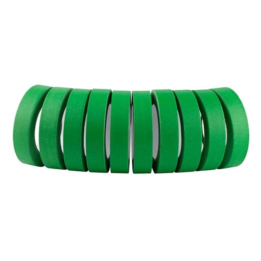 Lichamp 10 Pack Green Painters Tape 1 inch, Medium Adhesive Green Masking Tape Bulk Multi Pack, 1 inch x 55 Yards x 10 Rolls (550 Total Yards)
