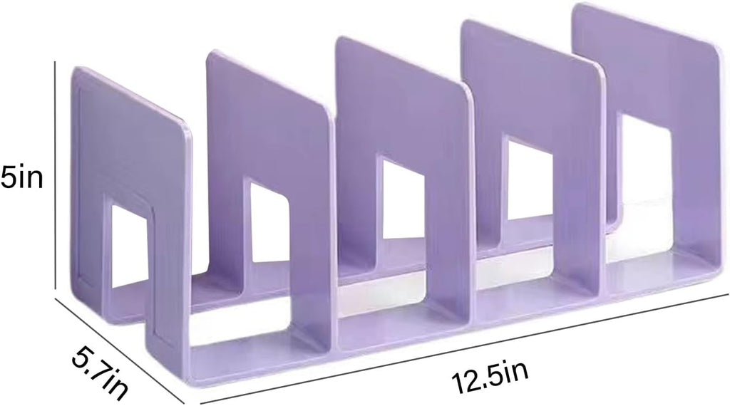 2PCS Acrylic File Organizer for Desk, Desktop Document/Mail Organizer, 4 Compartments Plastics Invisible Bookshelf Floating (12.5" x 5.7" x 5", Purple)