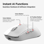 Virtusx AI Mouse, Jethro V1 – AI Voice & Audio Recorder, Note Taking Mouse for Computer & Laptop with Centralized AI Software, AI Writing Tools, Voice Typing, Transcribe, Translate & Summarize