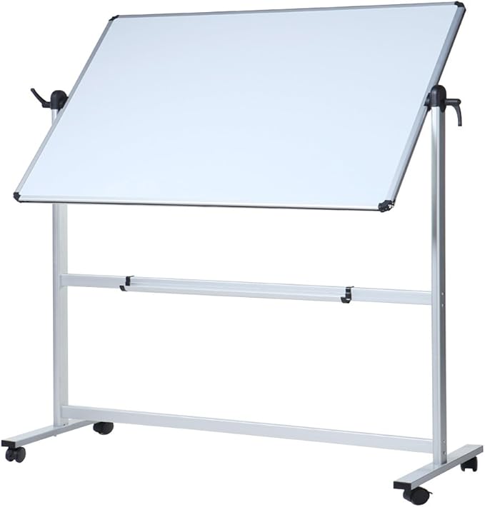 VIZ-PRO Double-Sided Magnetic Mobile Whiteboard, 72 x 48 Inches, Rolling Dry Erase Board Easel Stand on Wheels with Aluminium Frame for School Office Home 6' x 4'