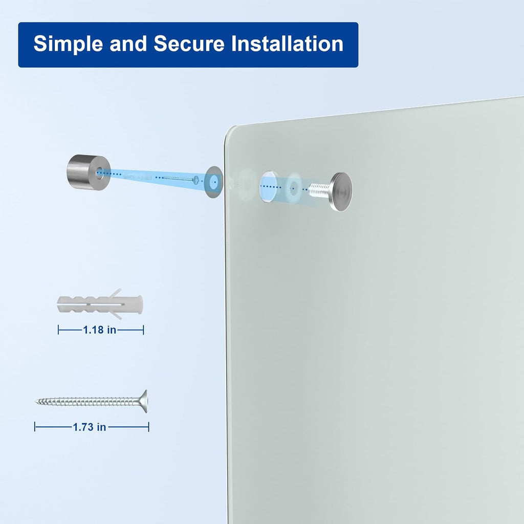 Large Glass Dry Erase Board, 96 x 48 Inches Magnetic Glass Whiteboard for Wall, 8' x 4' Frameless Board for Office, Home, School