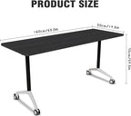 Conference Room Table with Flip-Top Design for Dynamic Meetings, Business Table Computer Desk with Heavy-Duty Frame,Foldable Seminar Meeting Tables for Home Office (4, F, 61IN)