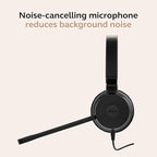 Jabra Evolve 30 II Wired Single-Ear Headset with Mic for Work - 3.5mm Jack, USB-A/USB-C Connectivity, Computer Headset with Noise-Cancelling Microphone, Microsoft Teams Certified, Call Control - Black