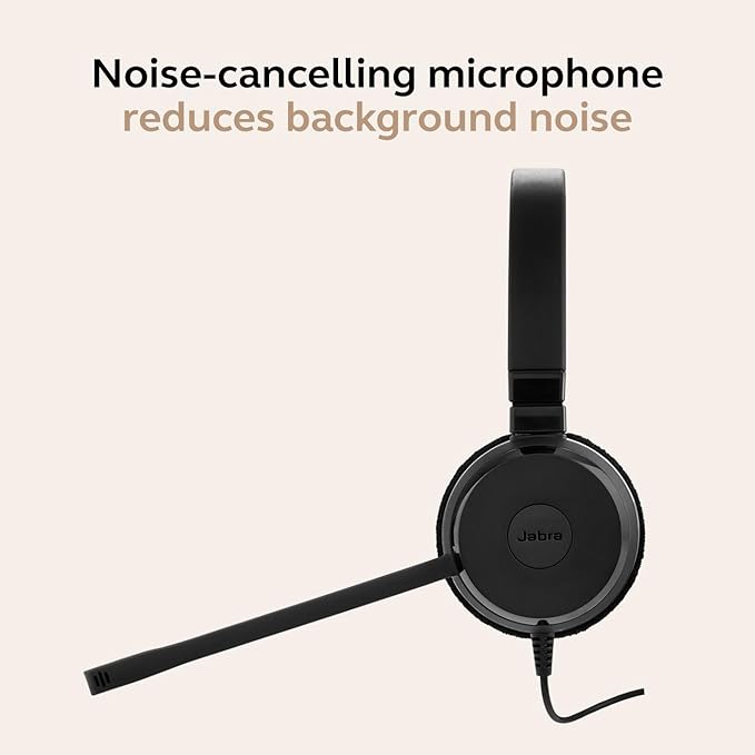 Jabra Evolve 30 II Wired Dual-Ear Headset with Mic for Work - 3.5mm Jack or USB-A/USB-C Connectivity, Computer Headset with Noise-Cancelling Microphone, Works with Online Meeting Platforms - Black