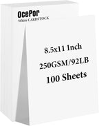 OcePor 100 Sheets White Cardstock 8.5” x 11”, 92lb/250gsm Card Stock, Thick Card Stock Paper, Heavy Cardstock Paper for Printer, Resume, Scrapbooks, Art, Crafts, Business Cards