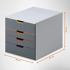 Durable Varicolor 4 Drawer Unit - Gray Desktop Drawer Set with 4 Color Coded Draws - Letter to Folio Size Files - Perfect for Storing Documents and Paper Work