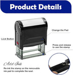 Personalized Self-Inking Signature Stamp, Custom Signature Stamp for Signing Your Name and Documents — Multiple Sizes, 5 Ink Colors
