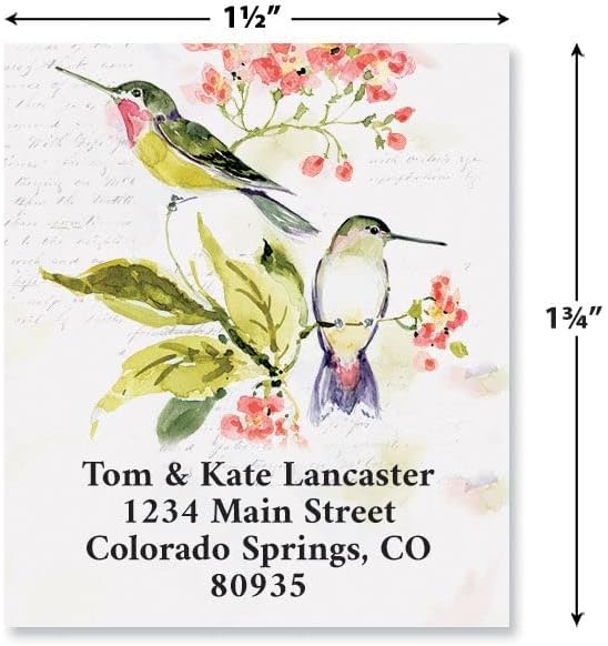 Colorful Images Two Hummingbirds Return Address Mailing Labels, Personalize with Name & Addresses, Set of 144 Self Adhesive, Easy Peel Flat Label Sheets, 1 ½” x 1 ¾”, 3 Designs