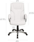 Amazon Basics Executive Home Office Desk Chair with Padded Armrests, Adjustable Height and Tilt, Rolling Swivel Chair, 275 Pound Capacity, White and Pewter