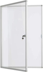 BIBOC 36x24 Inches Lockable Bulletin Boards White Board Frame Enclosed Display Case,with Magnets,for School Message Notice Whiteboard