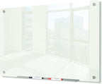 J&J worldwide Glass Whiteboard 47"x35", Magnetic White Board Glass Dry Erase Board Large Frameless Glass White Board for Office, Home & School with Marker Tray & Markers