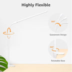 Lepro Small Desk Lamp with Clamp, LED Reading Lamps with 450LM, 3 Color Modes 10 Brightness, Dimmable USB Clip on Desk Light with Gooseneck Swing Arm for Nail, Home Office and Dorm (White)