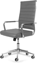 Okeysen Ergonomic Office Desk Chair, Modern PU Leather Conference Room Chairs Ribbed, High Back Executive Swivel Rolling Chair for Home, Office
