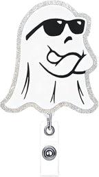 Halloween Badge Reel Holder Retractable Little Ghost Badge Reels Designs Cute and Cool ID Badge Clip Acrylic Swivel Alligator Holders for Teacher Doctor Office Nursing Social Worker Accessories