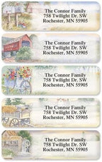 Colorful Images American Countryside Rolled Personalized Return Address Mailing Labels with Dispenser, Customize with Name & Shipping Address, 500 ¾” x 2½” Self Adhesive, Easy Peel Label Roll