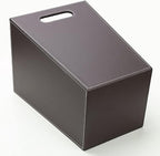 KINGFOM Classic Pu Leather Trash Can Wastebasket, Garbage Container Bin with Handles for Bathrooms, Powder Rooms, Kitchens, Home, Office and and High Class Hotel Square Brown