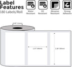 Phomemo 3 Roll 2.36"x 1.57" Thermal Sticker Label, 180 Labels/Roll Compatible with M220, M250, M260,M200, M221 Printer, Strong Permanent Adhesive, for Customer Mailer, Address, Business Letter